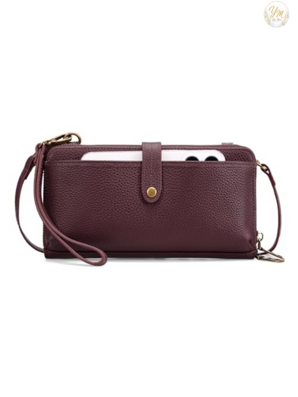 Genuine Leather Wristlet Crossbody Bag RFID Wallet Phone Pocket